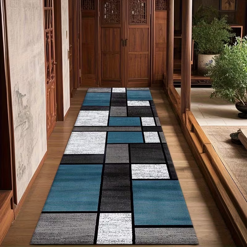 Commercial Kitchen Non Slip Flooring - Modern Geometric Patchwork Runner Rug Non-slip