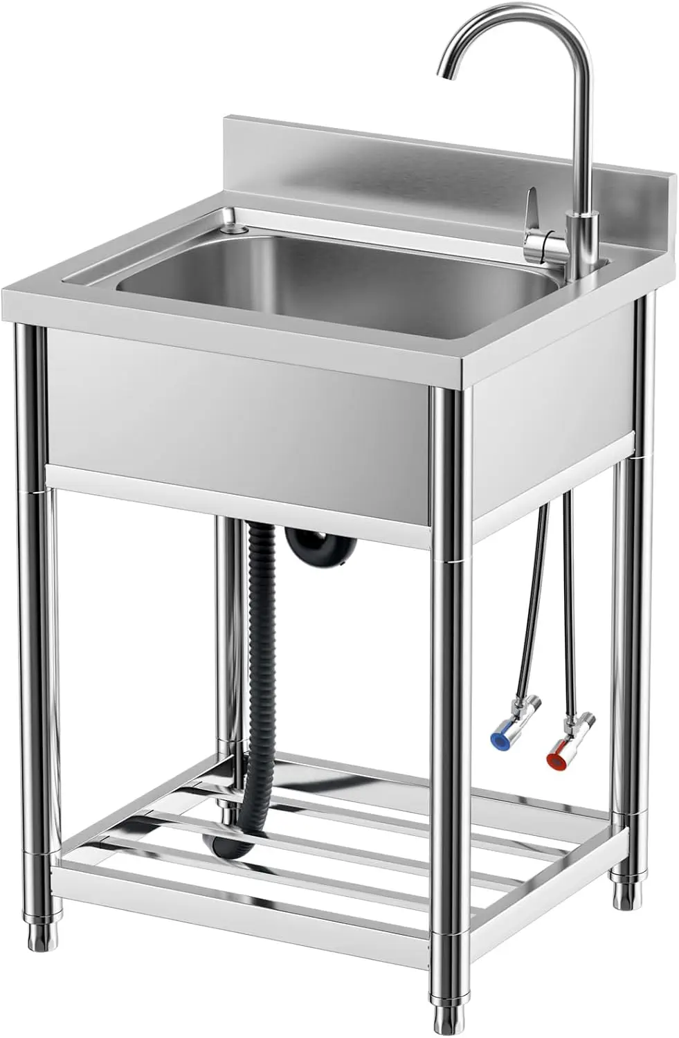 Commercial Kitchen Set - Free Standing Stainless-Steel Single Bowl Commercial