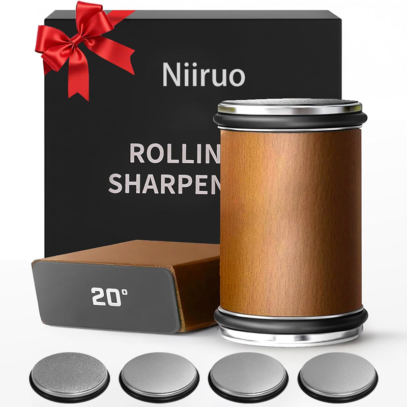 Commercial Kitchen Knife Set - Niiruo Rolling Knife Sharpener Kit Double