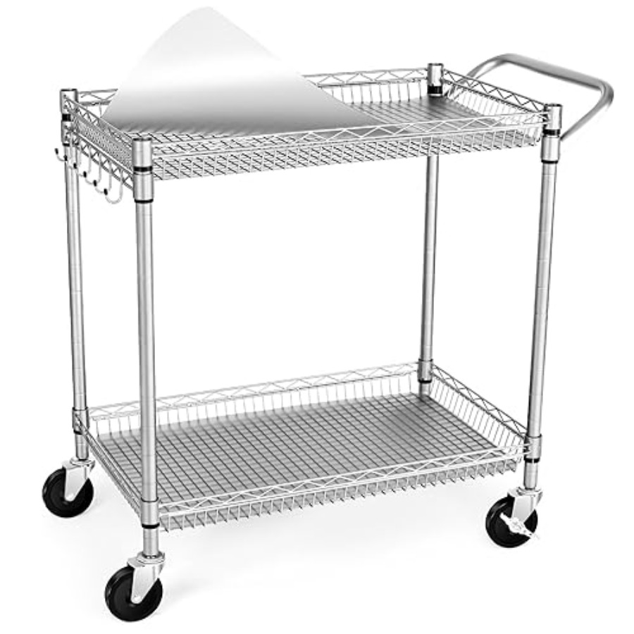 Commercial Kitchen Dimensions - Heavy Duty 2 Tier Rolling Cart