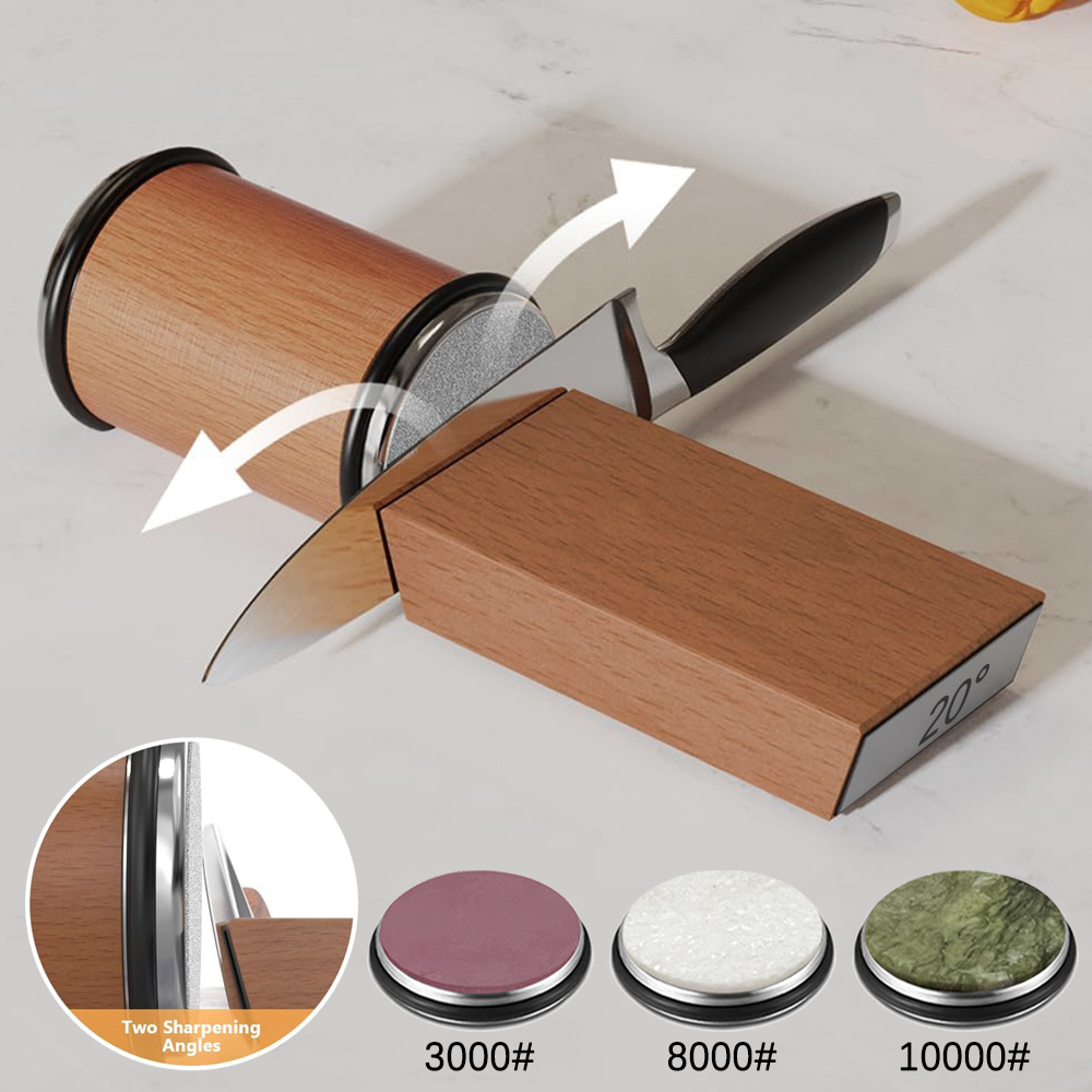 Commercial Kitchen Knife Set - Rolling Knife Sharpener Magnetic Knife Holder