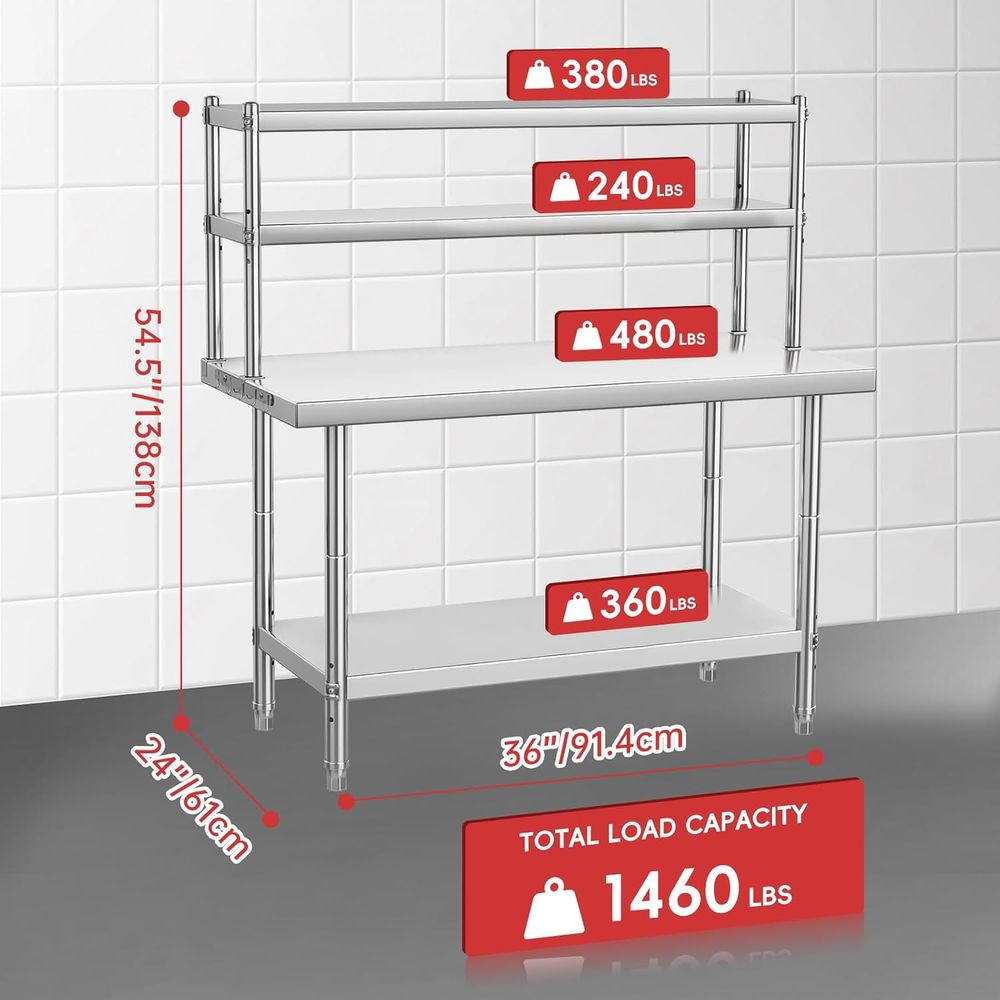 Commercial 36x24 Stainless Ste - Commercial Kitchen Prep Table With Storage avaliação e preço