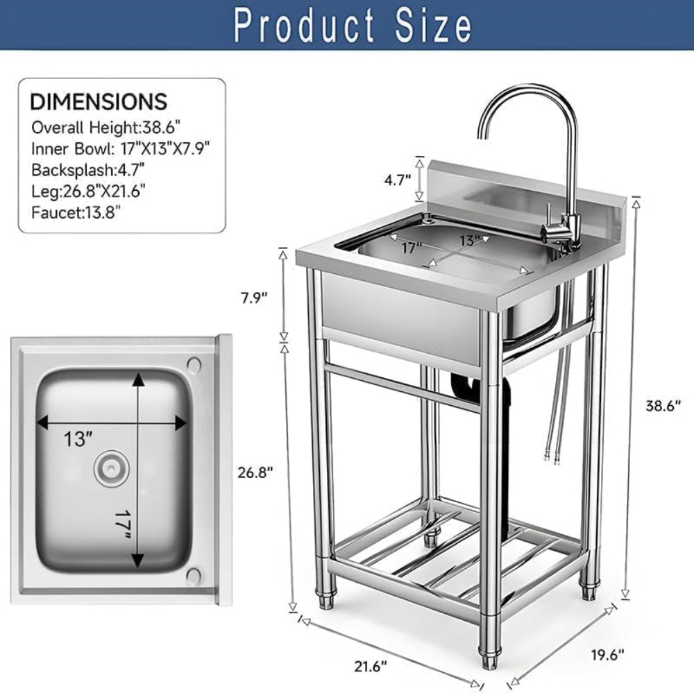 Stainless Steel Utility Sink w - Commercial Kitchen Sink avaliação e preço
