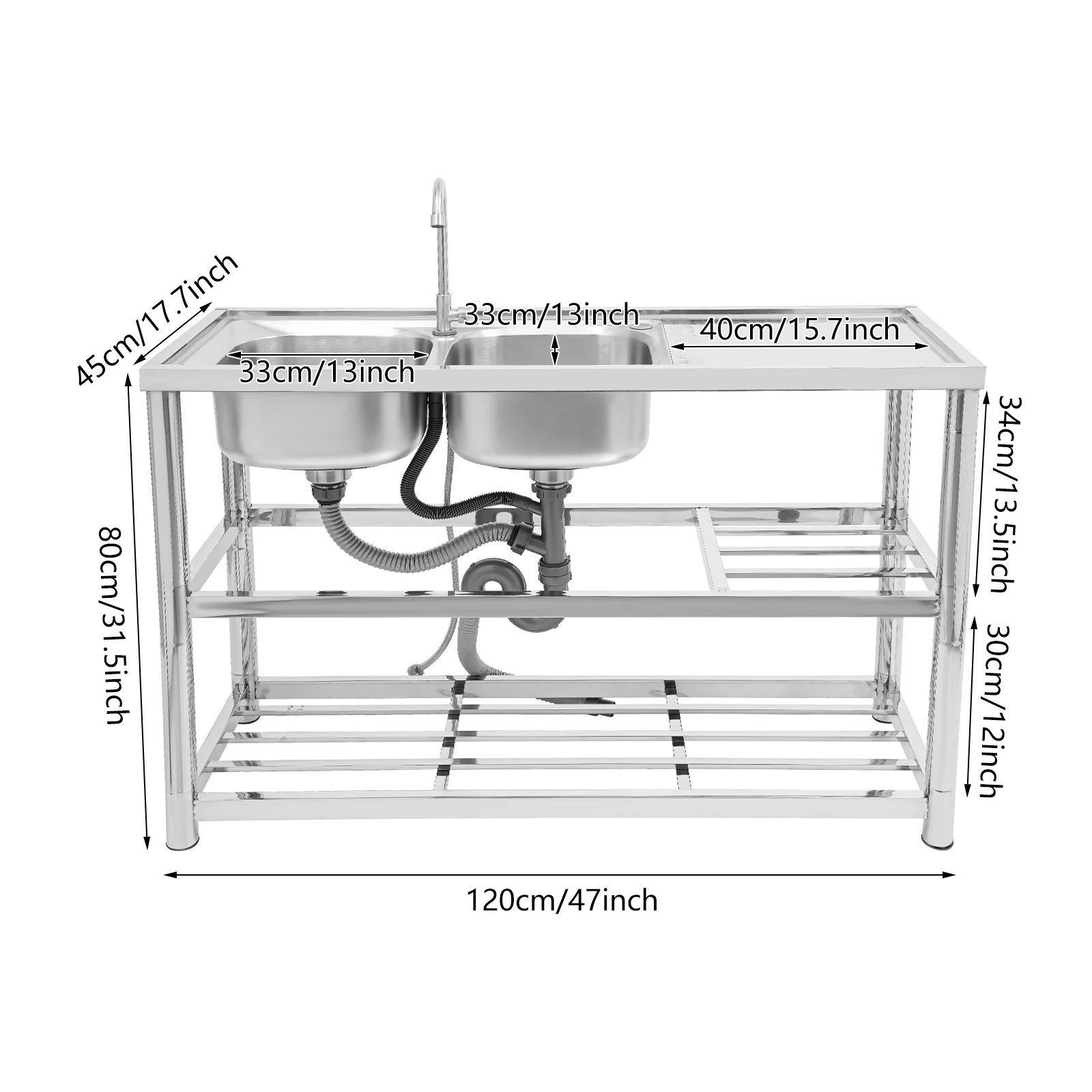 Freestanding Stainless-Steel 2 - Commercial Kitchen Sink avaliação e preço