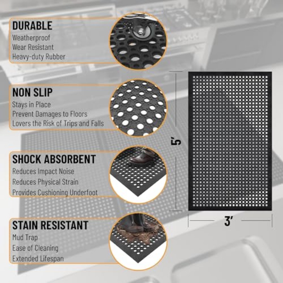 Heavy Duty Rubber Floor Non-Sl - Commercial Kitchen Non Slip Flooring avaliação e preço