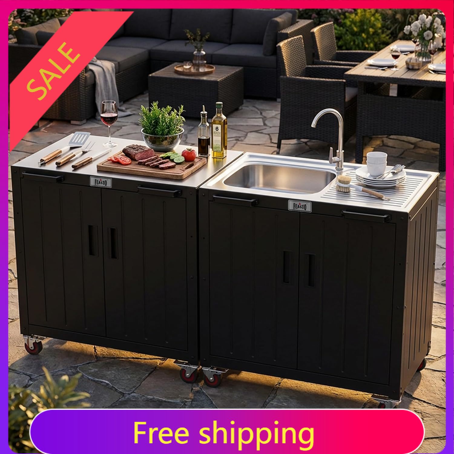 Outdoor Kitchen Island with St - Commercial Kitchen Sink avaliação e preço