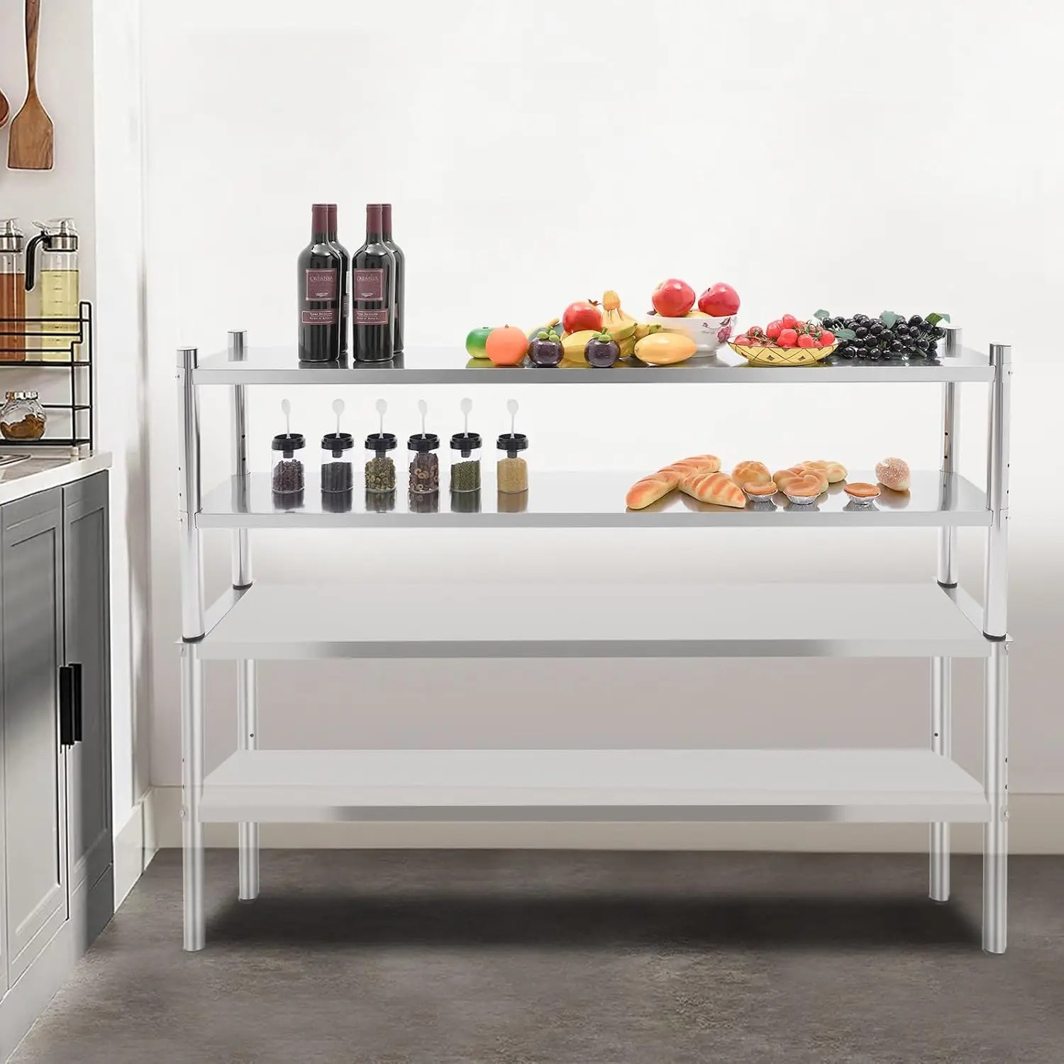Stainless Steel Double Tier Ov - Commercial Kitchen Prep Table With Storage avaliação e preço