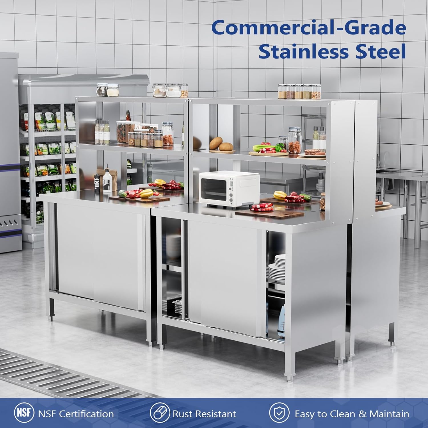 Stainless Steel Work Table 39x - Commercial Kitchen Prep Table With Storage avaliação e preço