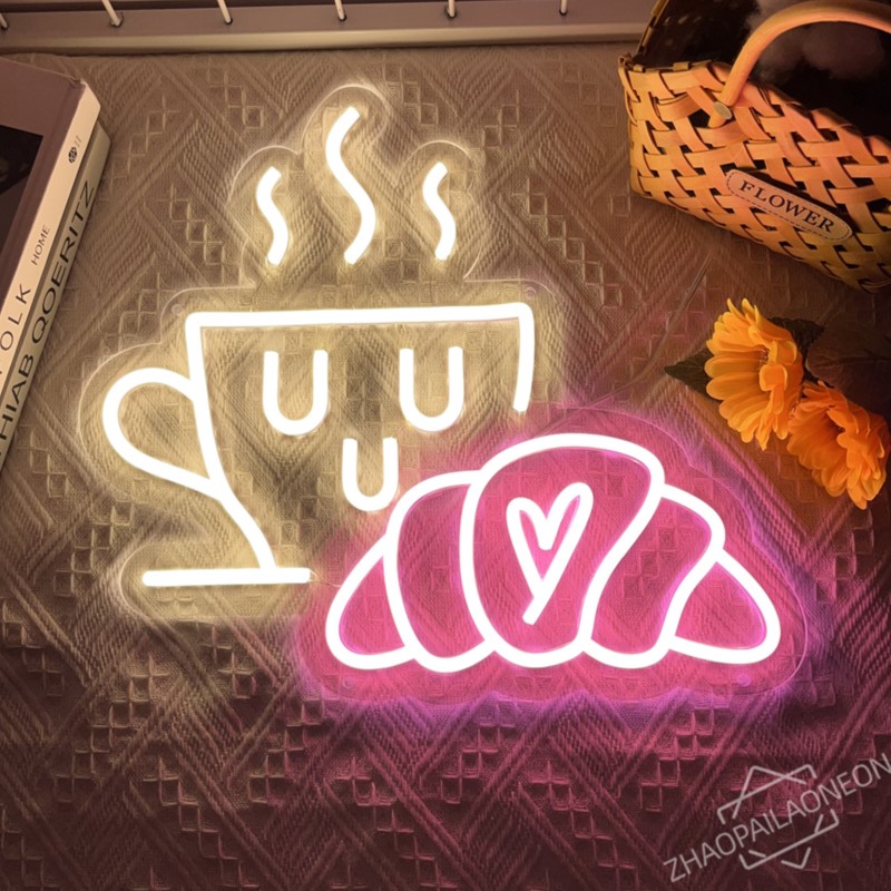 Coffee Bread Neon Sign Croissa - Commercial Kitchen Light avaliação e preço