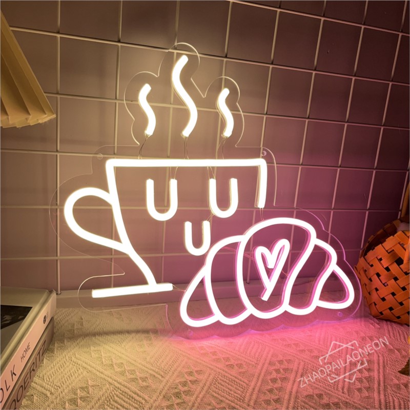 Coffee Bread Neon Sign Croissa - Commercial Kitchen Light avaliação e preço