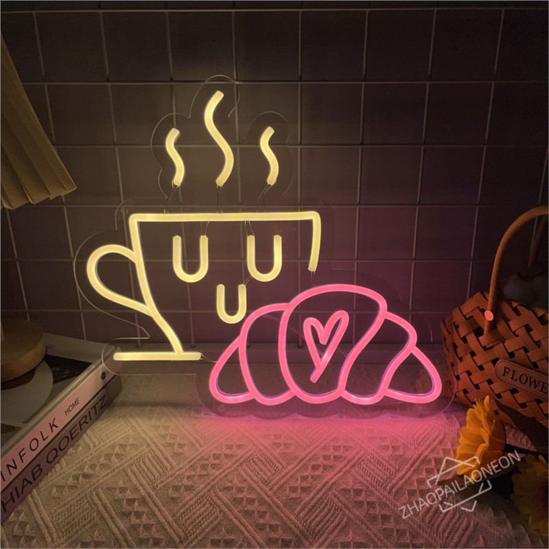Coffee Bread Neon Sign Croissa - Commercial Kitchen Light avaliação e preço