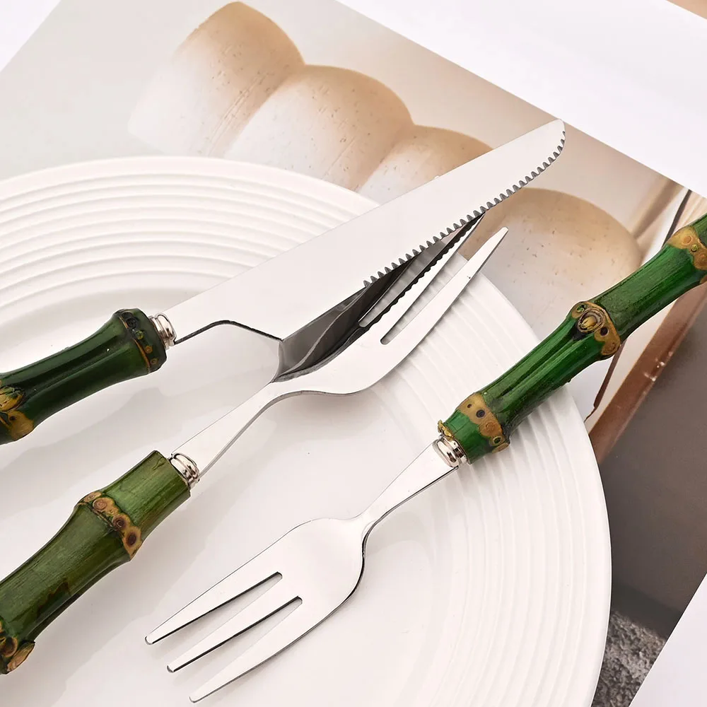 4Pcs Natural Bamboo Handle Din - Commercial Kitchen Knife Set avaliação e preço