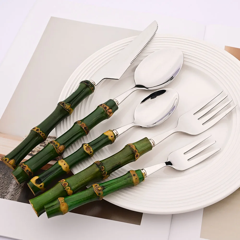 4Pcs Natural Bamboo Handle Din - Commercial Kitchen Knife Set avaliação e preço