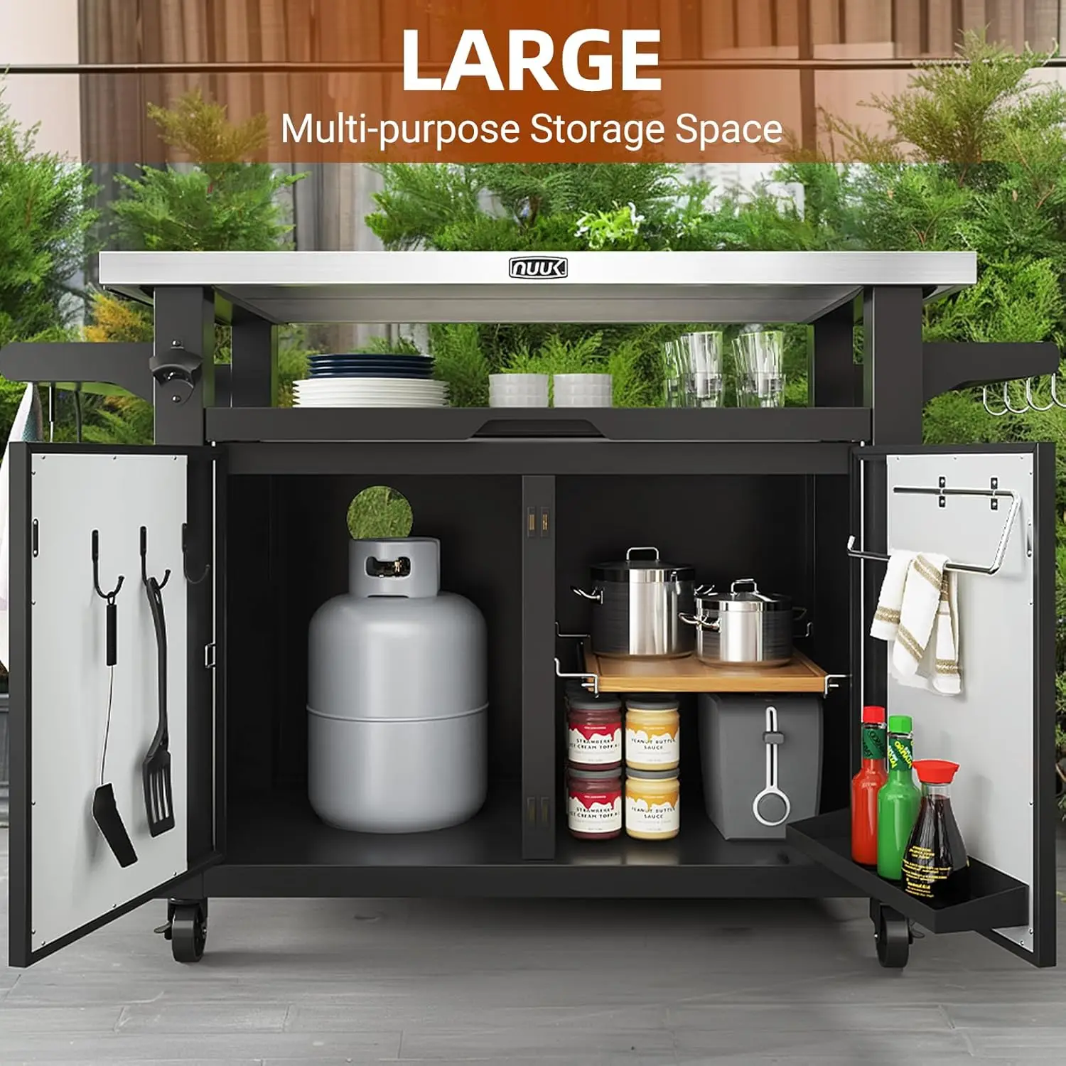 Outdoor Grill Cart with Storag - Commercial Kitchen Prep Table With Storage avaliação e preço