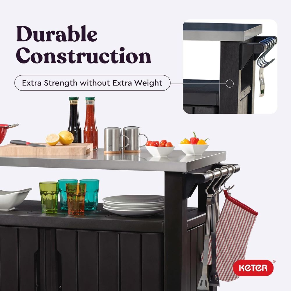 Outdoor Rolling Table Cart for - Commercial Kitchen Prep Table With Storage avaliação e preço