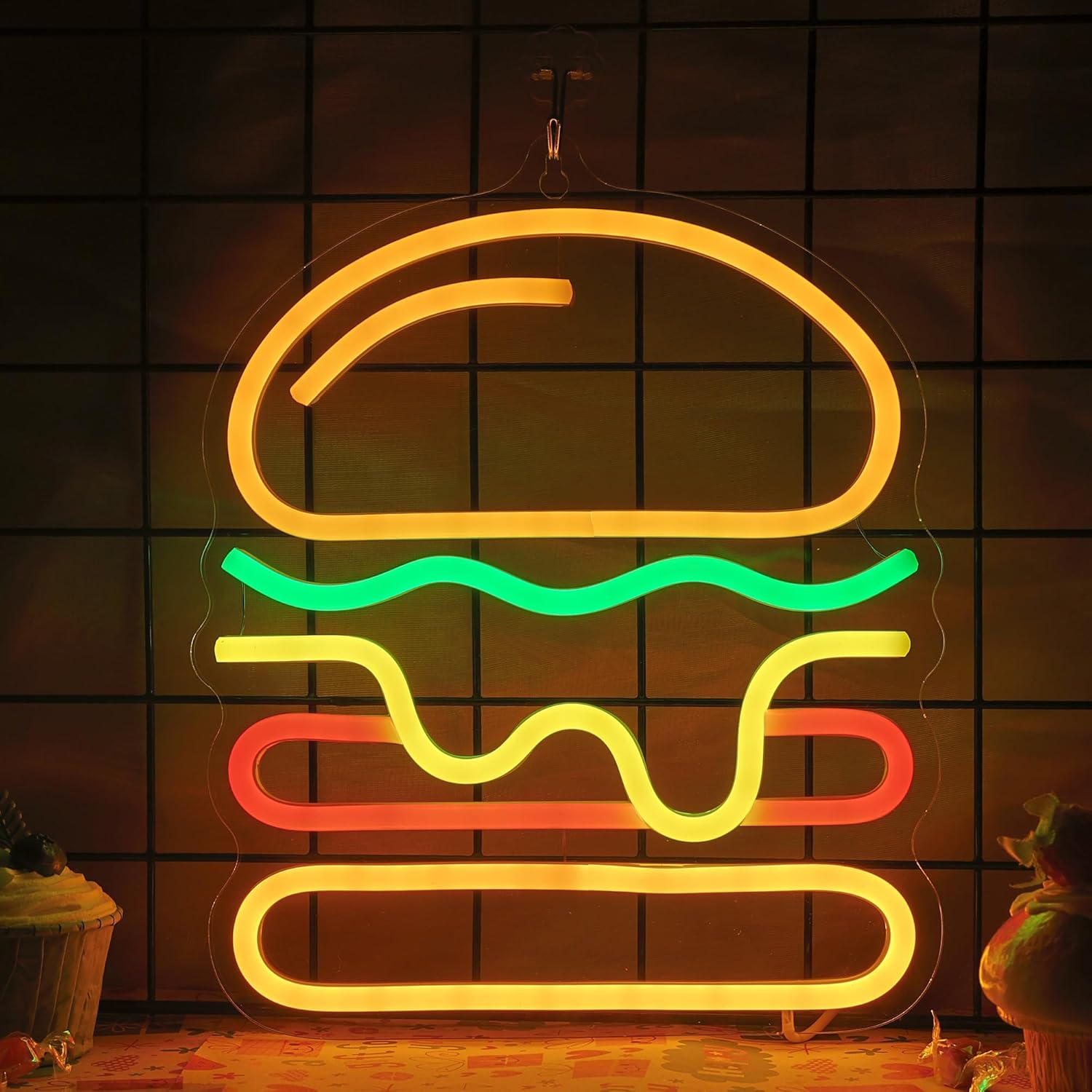 Burger Neon Sign with Layered  - Commercial Kitchen Light avaliação e preço