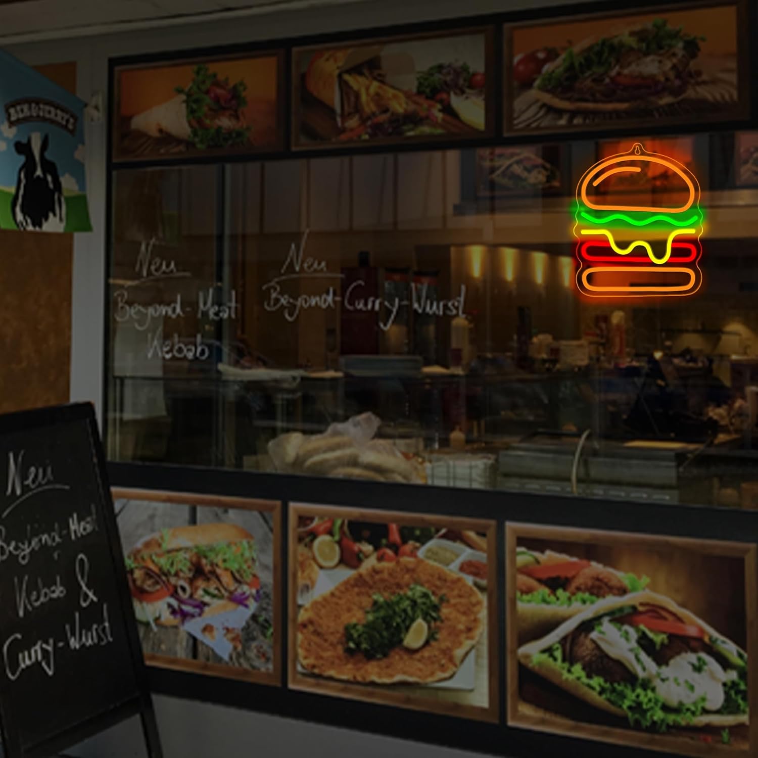 Burger Neon Sign with Layered  - Commercial Kitchen Light avaliação e preço