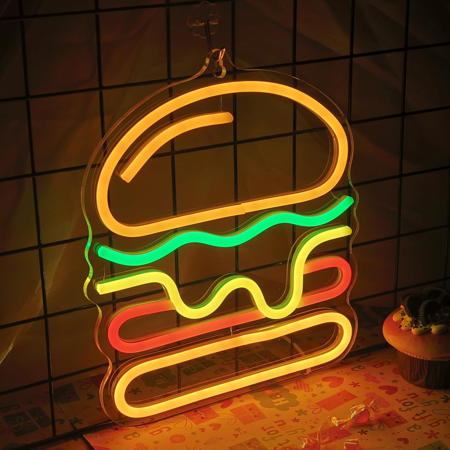 Burger Neon Sign with Layered  - Commercial Kitchen Light avaliação e preço