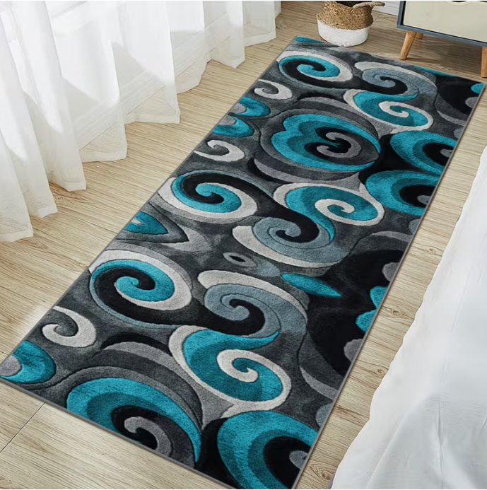 Turquoise Black Swirl Runner R - Commercial Kitchen Non Slip Flooring avaliação e preço