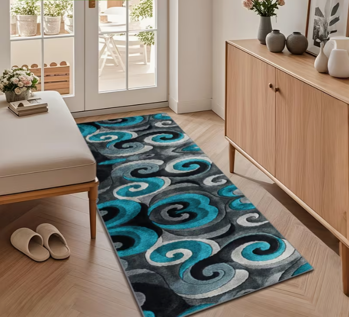 Turquoise Black Swirl Runner R - Commercial Kitchen Non Slip Flooring avaliação e preço