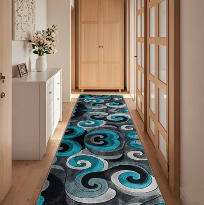 Turquoise Black Swirl Runner R - Commercial Kitchen Non Slip Flooring avaliação e preço