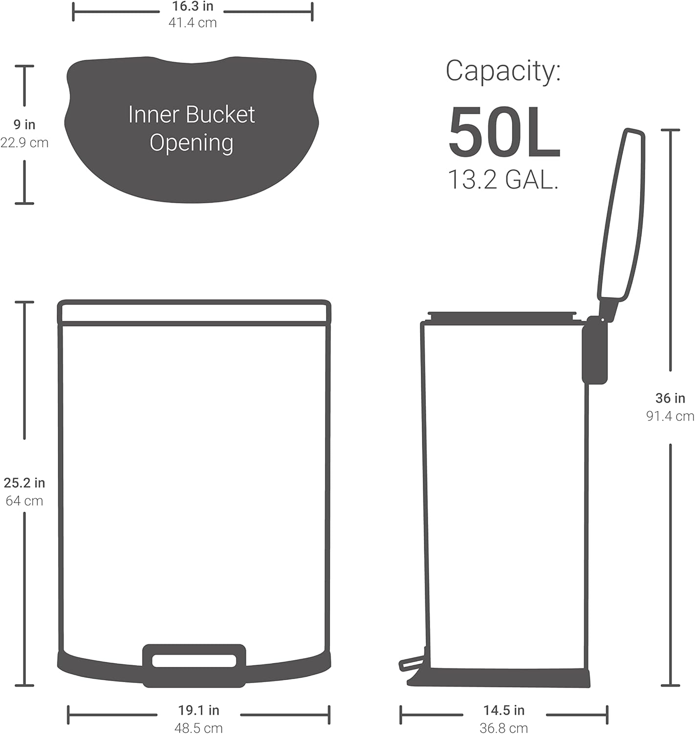 50L/13Gal HD Hands-Free SS Com - Commercial Kitchen Trash Can avaliação e preço