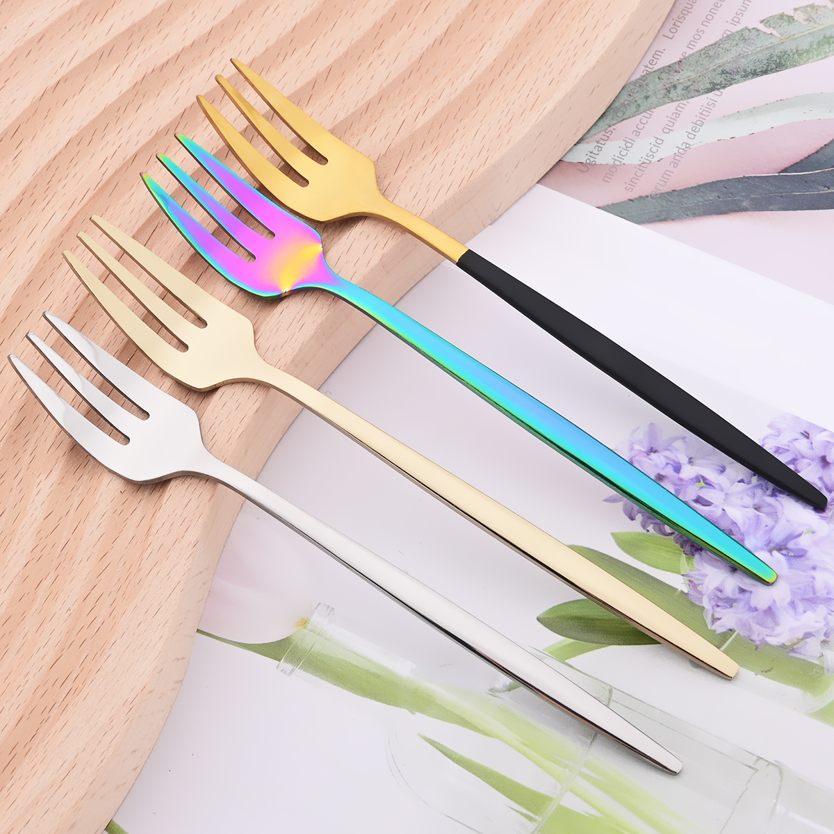 6Pcs Pink Gold Dinnerware Set  - Commercial Kitchen Knife Set avaliação e preço