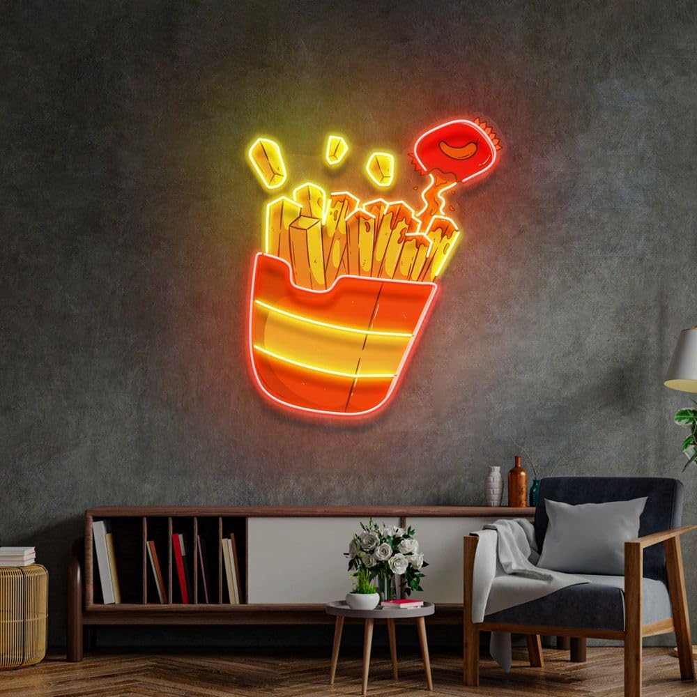 Custom French Fries Neon Sign  - Commercial Kitchen Light avaliação e preço