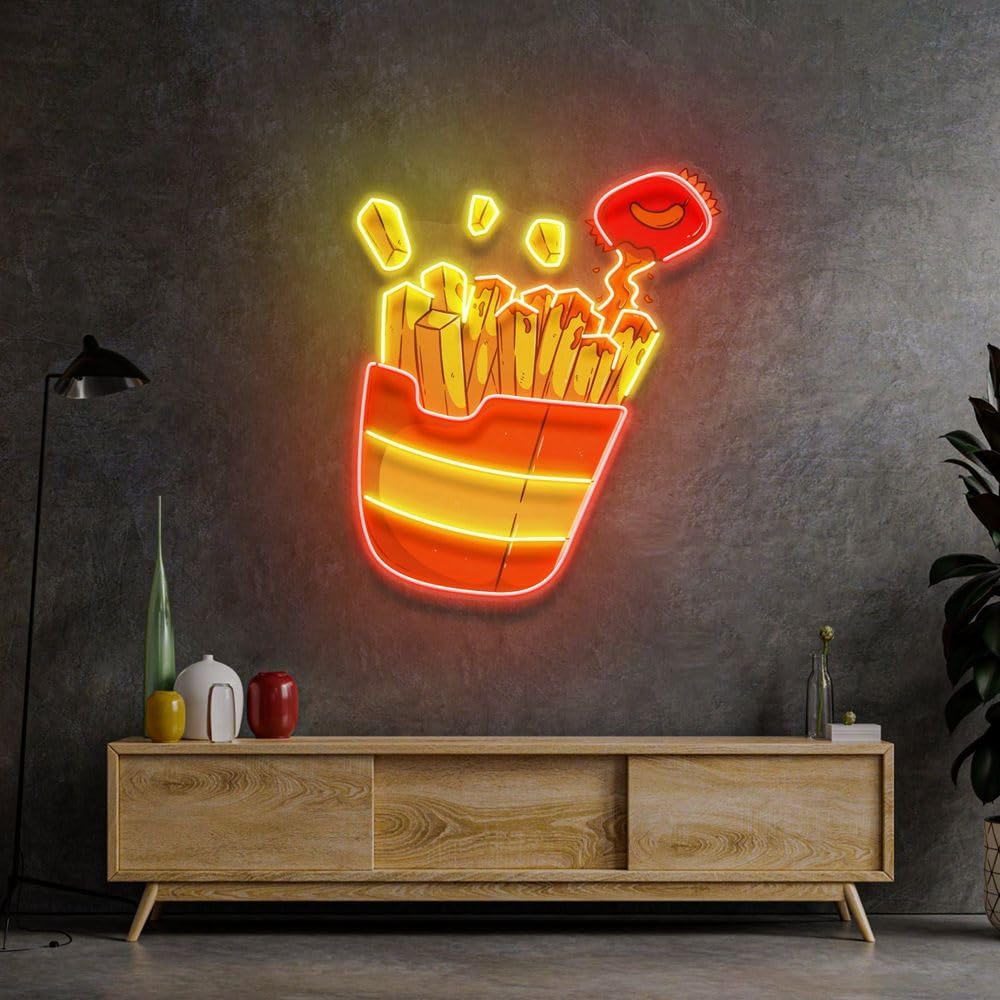 Custom French Fries Neon Sign  - Commercial Kitchen Light avaliação e preço