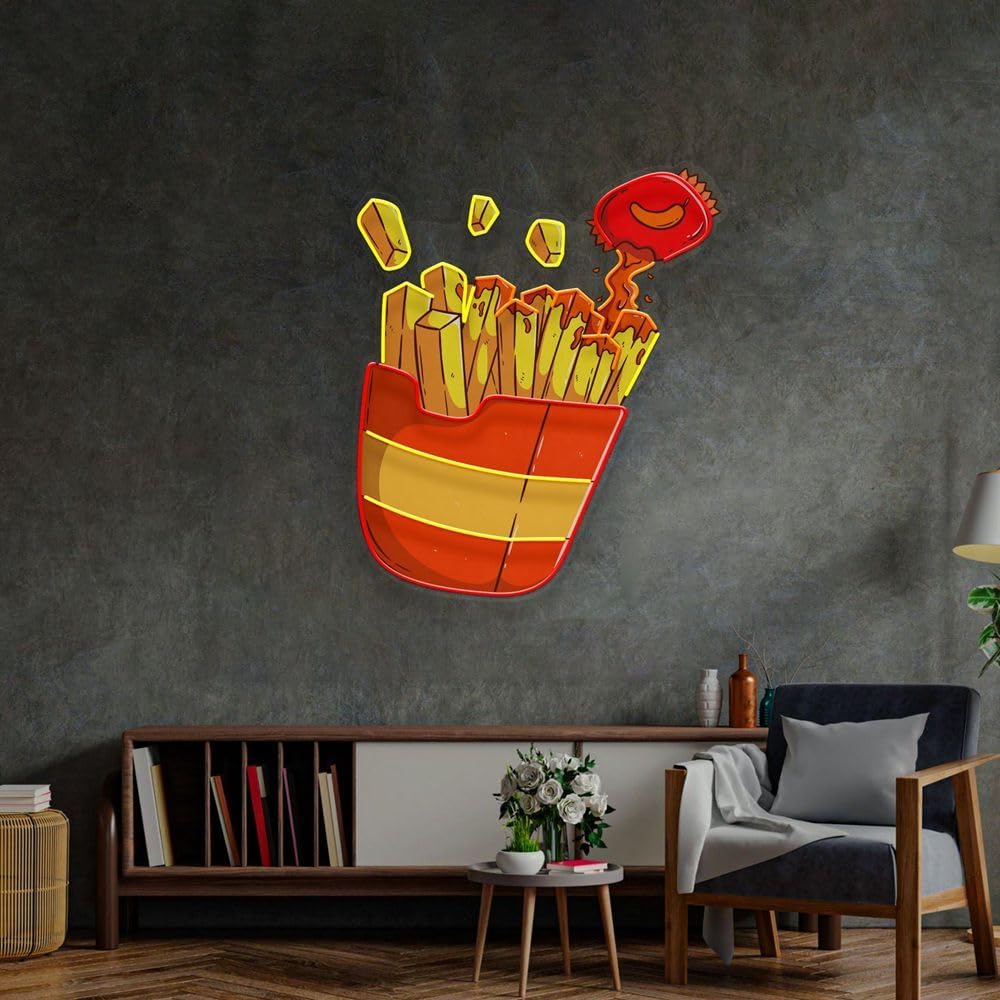 Custom French Fries Neon Sign  - Commercial Kitchen Light avaliação e preço