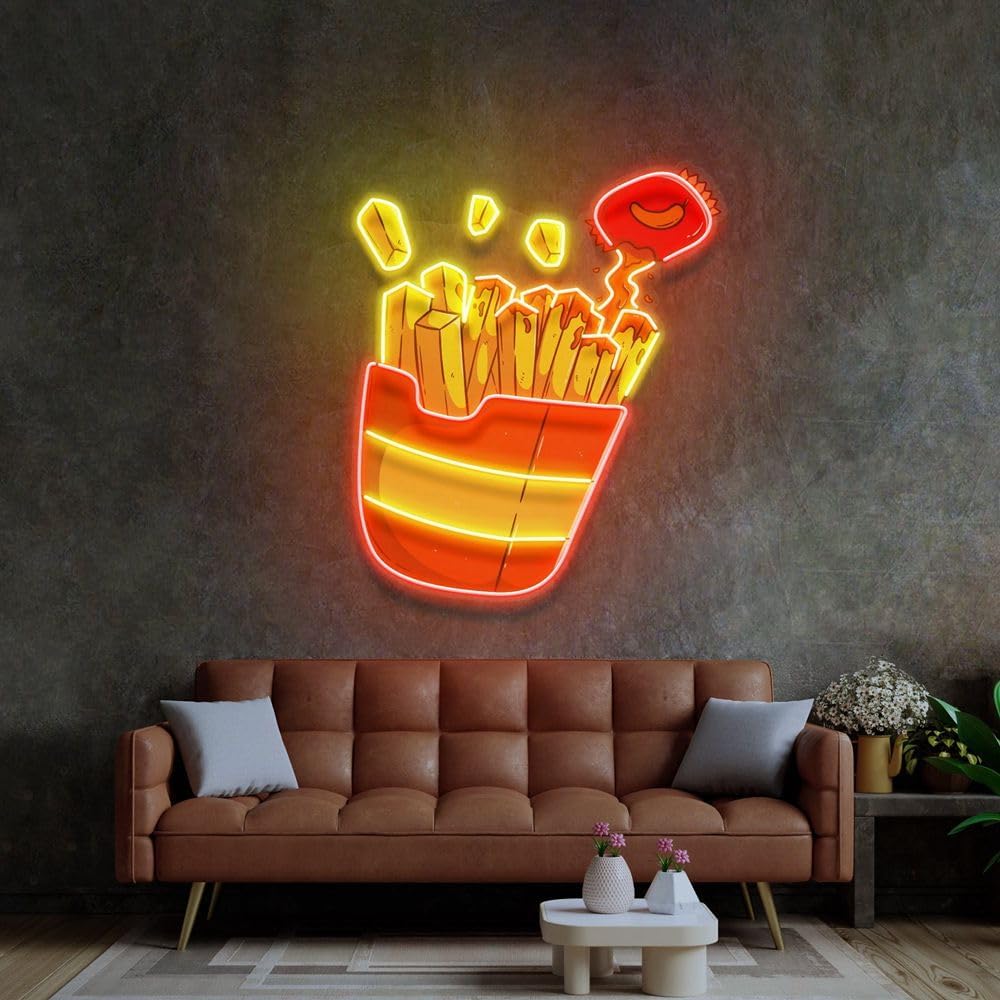 Custom French Fries Neon Sign  - Commercial Kitchen Light avaliação e preço