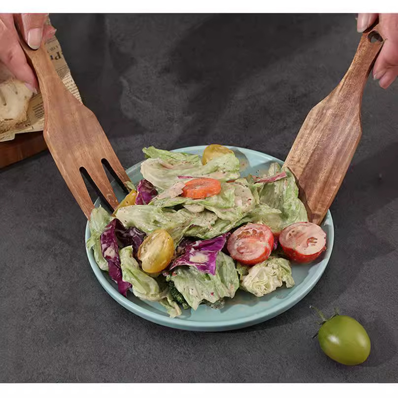 Wooden Salad Server, Wood Sala - Commercial Kitchen Knife Set avaliação e preço