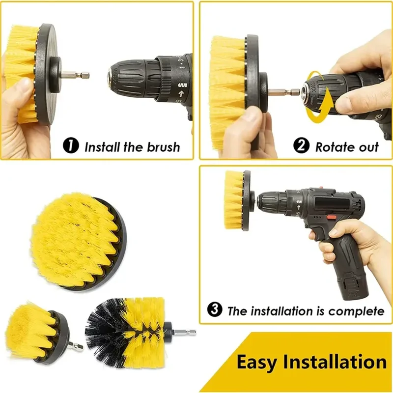3 pcs/set drill brush set powe - Commercial Kitchen Cleaning avaliação e preço
