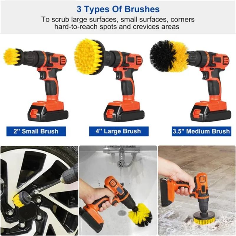 3 pcs/set drill brush set powe - Commercial Kitchen Cleaning avaliação e preço