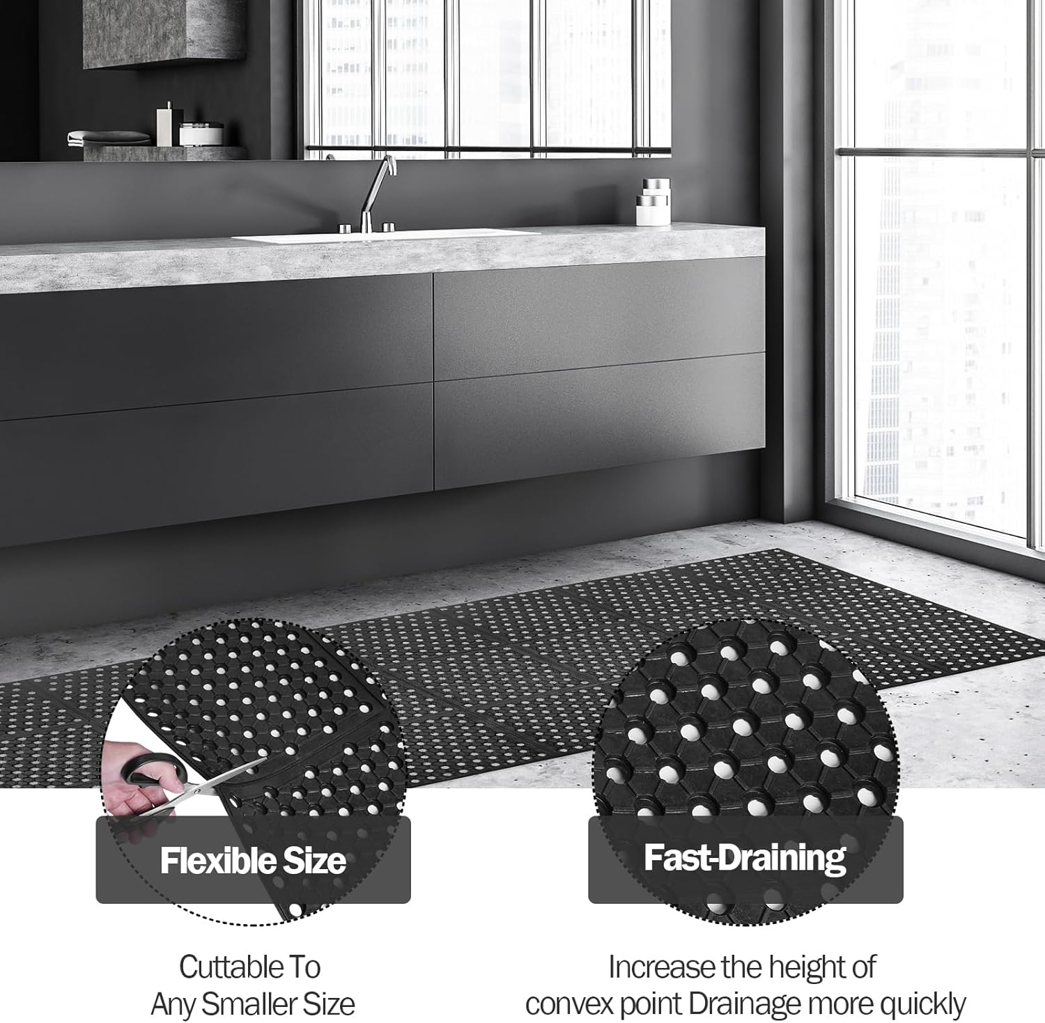 Anti-Fatigue Drainage Rubber M - Commercial Kitchen Non Slip Flooring avaliação e preço