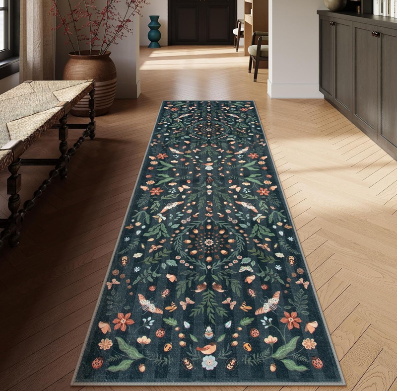 Elegant Dark Base Floral Long  - Commercial Kitchen Non Slip Flooring avaliação e preço