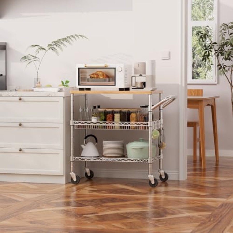 3 Tier Rolling Kitchen Carts w - Commercial Kitchen Light avaliação e preço
