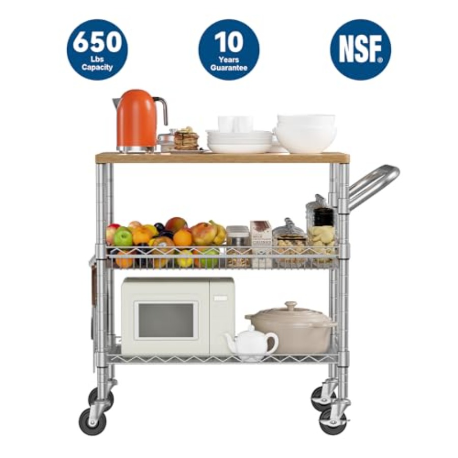 3 Tier Rolling Kitchen Carts w - Commercial Kitchen Light avaliação e preço