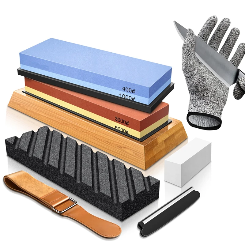 Knife Sharpening Stone Kit  Ki - Commercial Kitchen Knife Set avaliação e preço