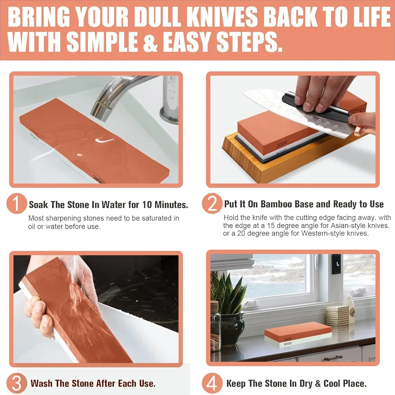 Knife Sharpening Stone Kit  Ki - Commercial Kitchen Knife Set avaliação e preço