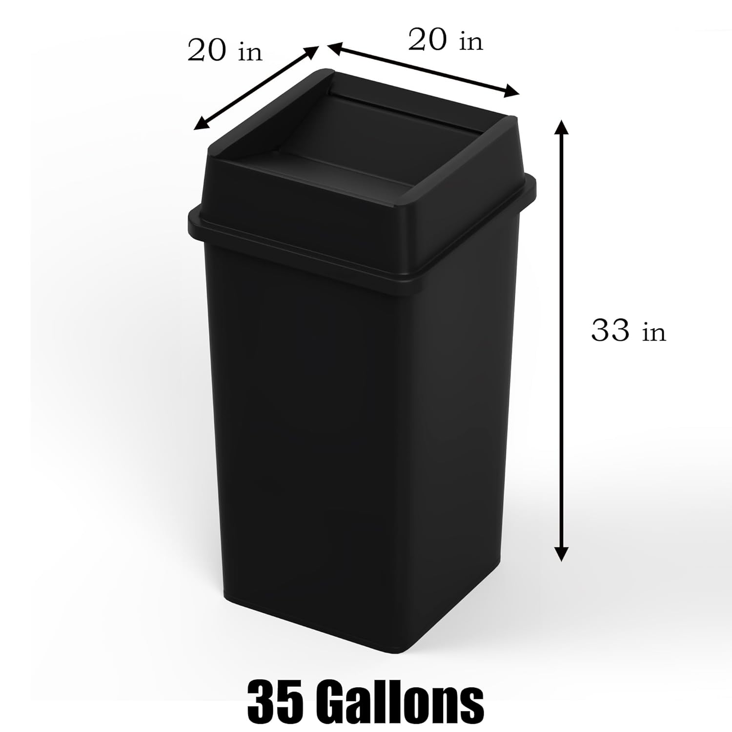 35 Gallon Black Square Commerc - Commercial Kitchen Trash Can avaliação e preço