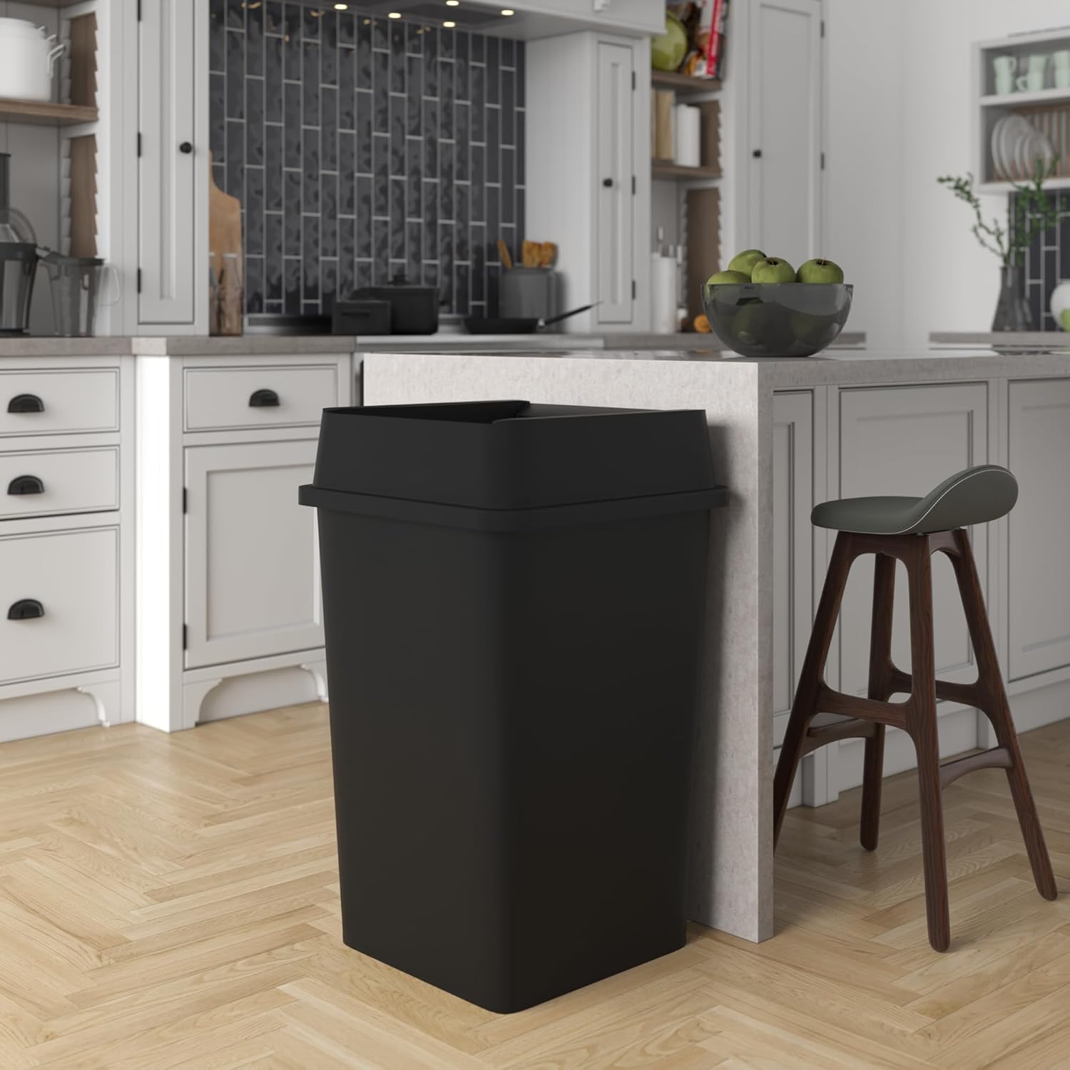 35 Gallon Black Square Commerc - Commercial Kitchen Trash Can avaliação e preço