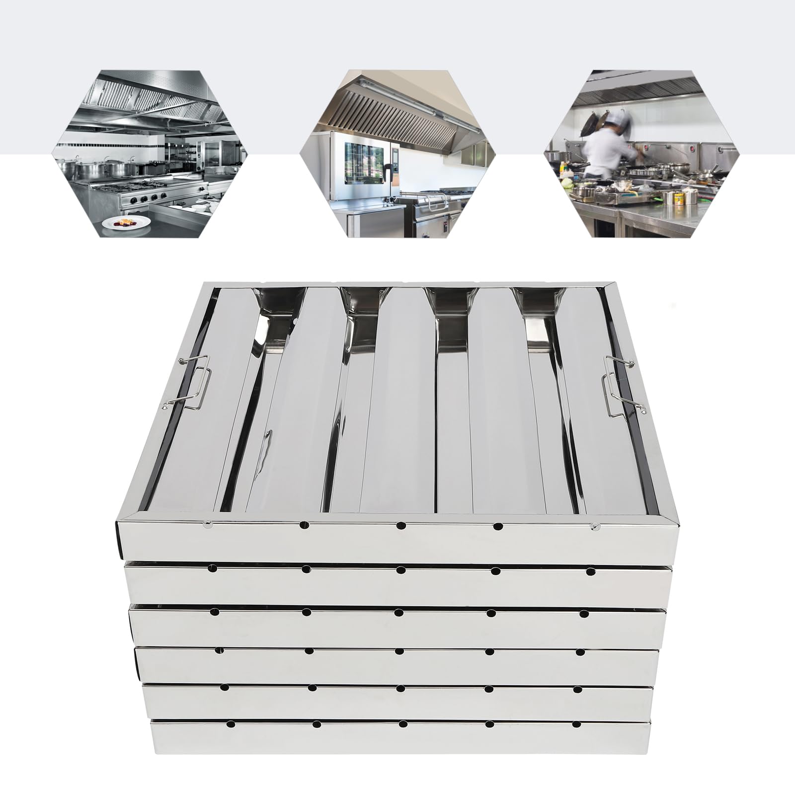 6 Pack Hood Filters, Stainless - Commercial Kitchen Exhaust Hood avaliação e preço