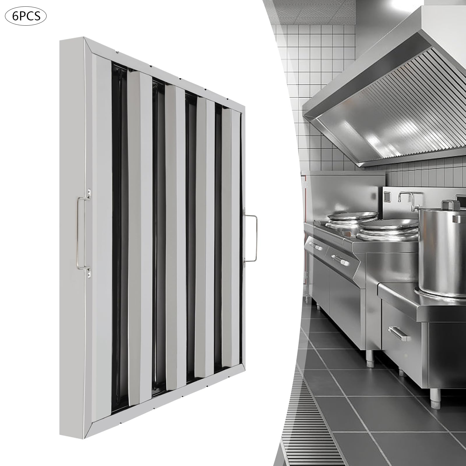 6 Pack Hood Filters, Stainless - Commercial Kitchen Exhaust Hood avaliação e preço
