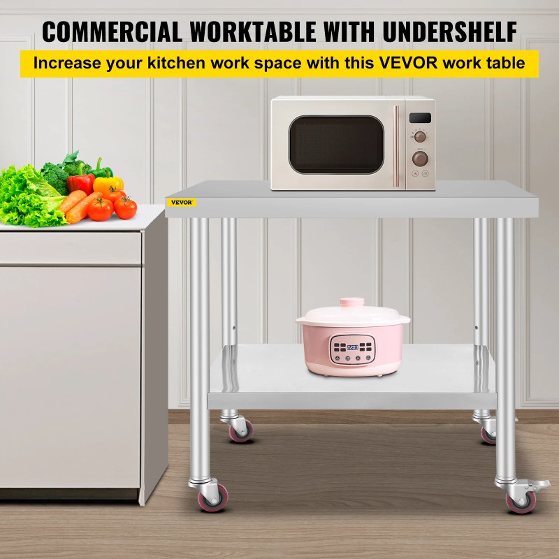 Stainless Steel Kitchen Prep T - Commercial Kitchen Prep Table With Storage avaliação e preço