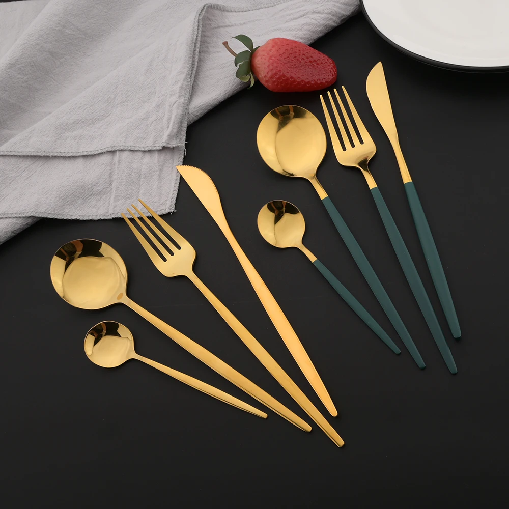 16Pcs Green Gold Dinnerware St - Commercial Kitchen Knife Set avaliação e preço