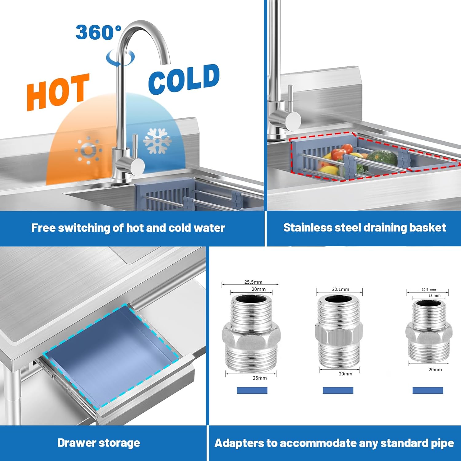 Stainless Steel Utility Sink,  - Commercial Kitchen Sink avaliação e preço