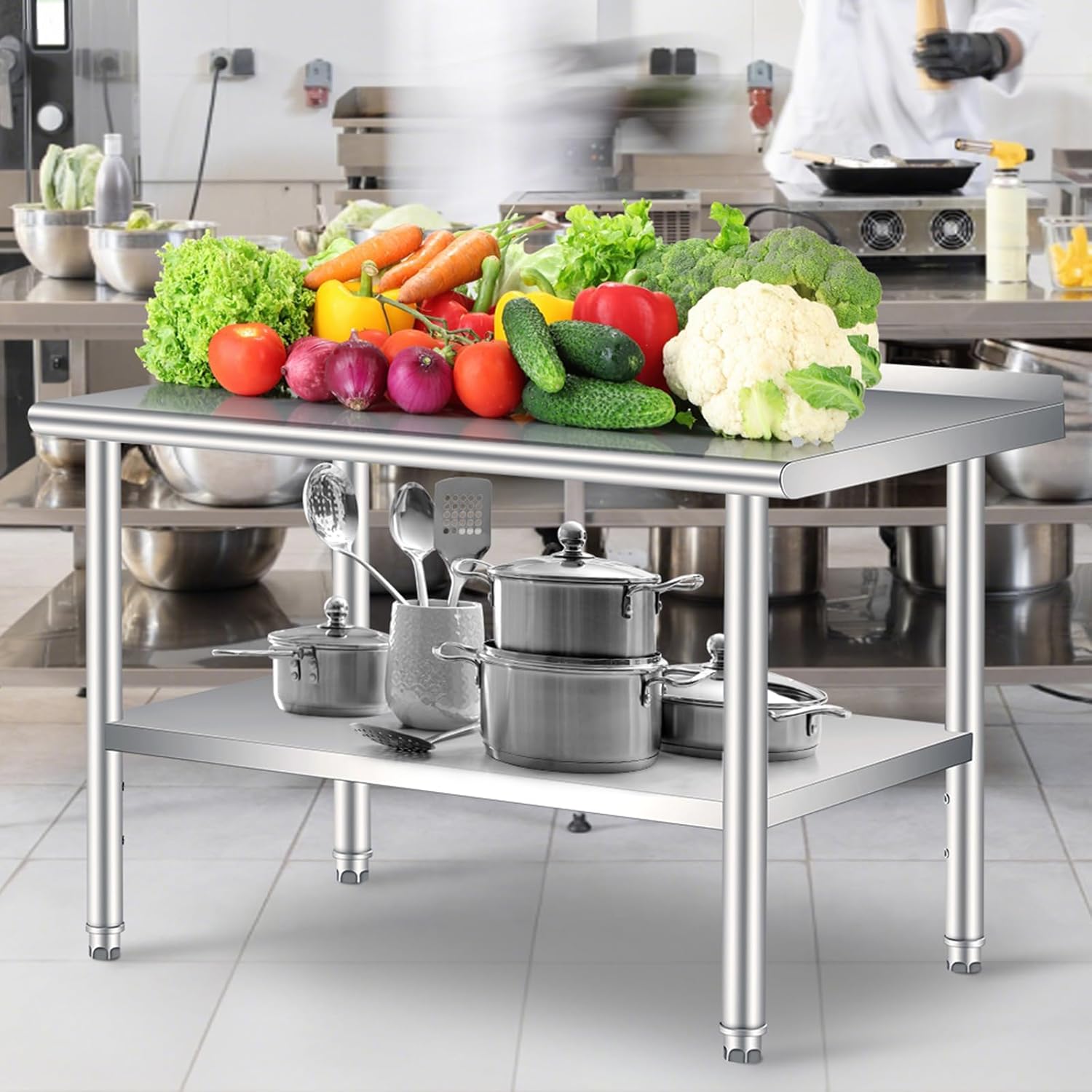 60”X 24”Stainless Steel Work T - Commercial Kitchen Prep Table With Storage avaliação e preço