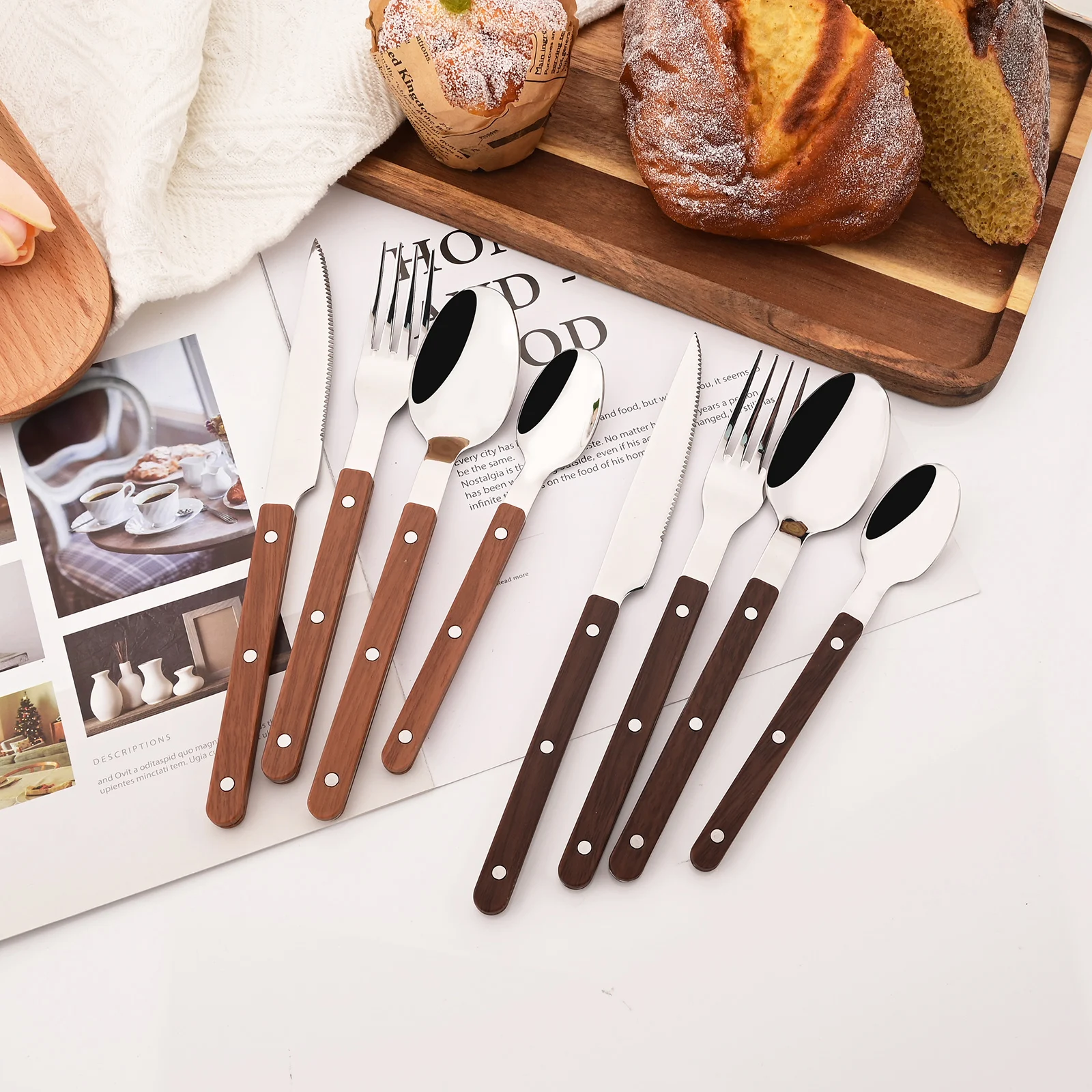 5/20Pcs Imitative Wood Silver  - Commercial Kitchen Knife Set avaliação e preço