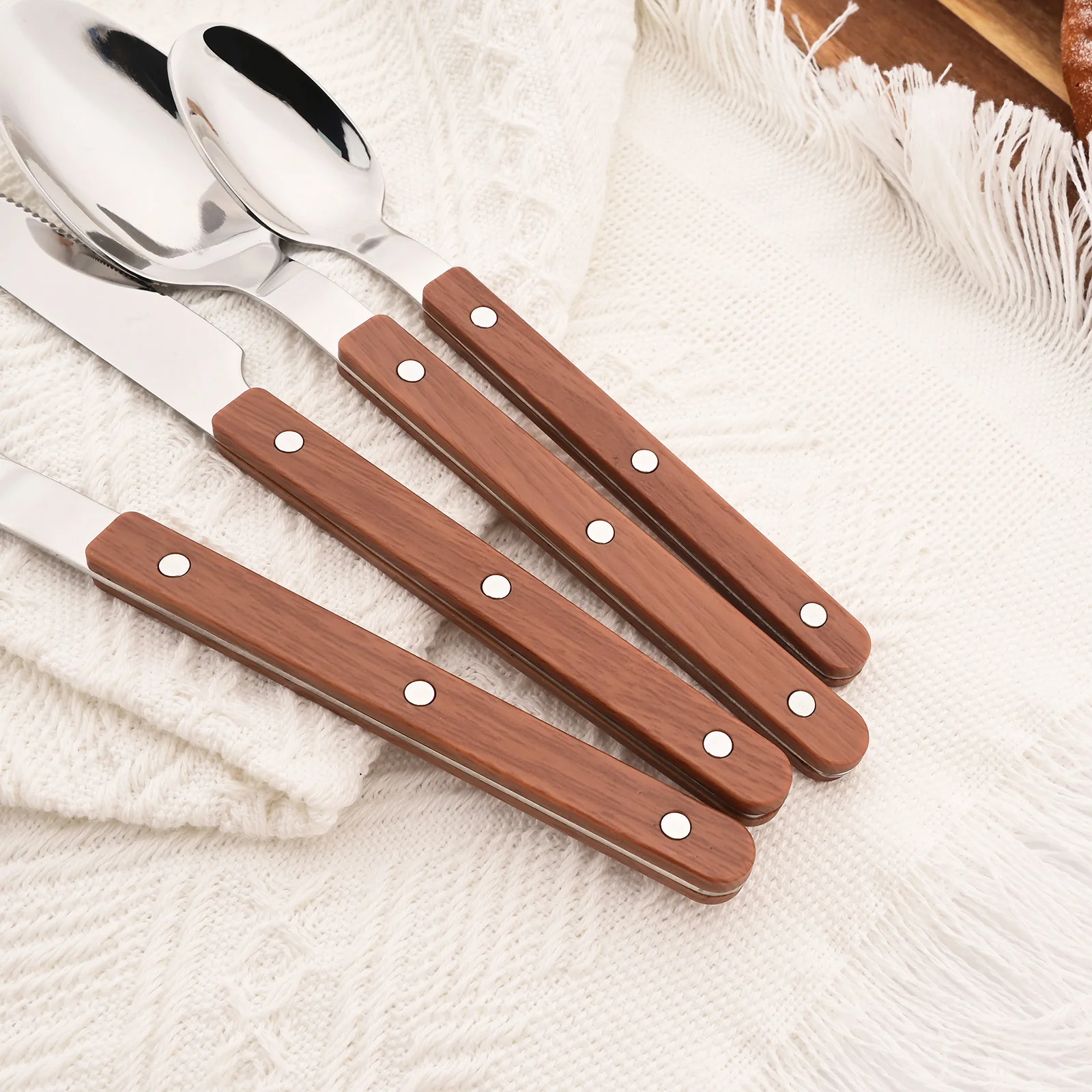 5/20Pcs Imitative Wood Silver  - Commercial Kitchen Knife Set avaliação e preço